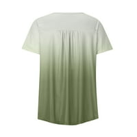 Туника блузи за жени блузи с къс ръкав блузи хлабав годни Хенли Скрий корема Удобни ризи ТЕЕ Армия зелено 2хл