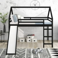 Легло & Вико таванско помещение, рамка за легло в пълен размер на къщата таванско помещение с пързалка, парапет и стълба с пълна дължина, легло за спестяване на място от дърво таванско помещение с място за съхранение