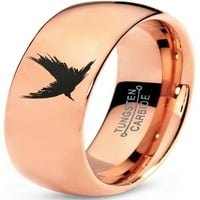 Волфрам птица плаващи разпространение крила Авес група пръстен Мъже Жени комфорт годни 18К розово злато купол полиран