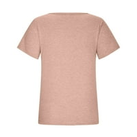 Дамски блузи с къс ръкав големи блузи с дълъг ръкав хлабав Фит ризи летни ежедневни Плътен цвят блуза блуза розов ШЛ