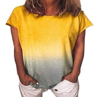 Жените Лято Дъга Постепенно Печат Тениска Къс Ръкав Върхове Блузи Екипажа Врата Пуловер Плюс Размер