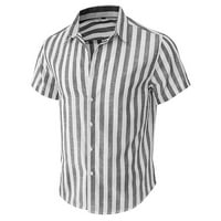Корашан Фит Ризи мъжки ежедневни леки раирани риза с къс ръкав Бутон надолу памучна рокля риза Кафанди ризи За Мъже