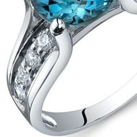 2. кръгъл лондонски син топаз и циркониев пръстен в Стерлингово Сребро