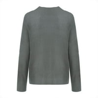 Simplmasygeni Clearance Trendy пуловери с дълъг ръкав за жени плюс размер дамски моден солиден пуловер с дълъг ръкав свободен пуловер за плетене на костенурка
