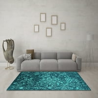 Ahgly Company Machine Wareable Indoor Rectangle Oriental Turquoise Blue Industrial Area Rugs, 8 '12'