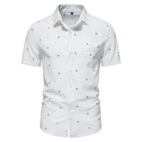 Ризи за мъже пролетта лято спортен спортен плажен памучен смес отпечатани копчета с къс ръкав надолу блуза риза