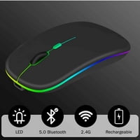2.4GHz & Bluetooth мишка, акумулаторна безжична мишка за Blu Touch Book Bluetooth безжична мишка за лаптоп Mac Компютърен таблет Android RGB LED чисто бяло