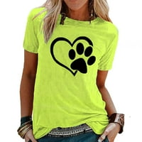 Тениска с къси ръкави за женска кръгла шия, печат на любовна лапа, една за продажба, флуоресцентно зелено, зелено 2xl
