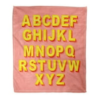 Хвърли одеяло топло уютен печат фланел писмо ретро 3Д сянка Реколта азбука на розово измерение удобни меки за легло диван и диван