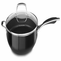 Кухненска посуда КЦА60КФОБ алуминиев незалепващ 6.0-Кварт готвач тиган с капак Съдове за готвене - они Черно