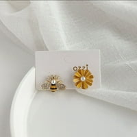 Poatren Bee Daisy Flower Animal Rhinestone Painting Маслени шпилки Обеци Обеци Женски обеци