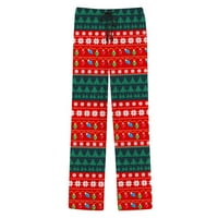 Мъжки Панталони ретро отпечатани широки крака средата Висока талия Коледа ежедневни пижама с шнур и джобове Спортна зала почивка панталони за мъж
