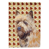 Съкровищата на Caroline LH9095-Flag-Parent Cairn Terrier Fall Leaves Portrait Flag, Multicolor