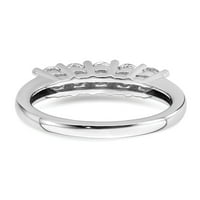 0,75ct. CZ Solid Real 14k бяло злато 5-каменна сватбена лента пръстен