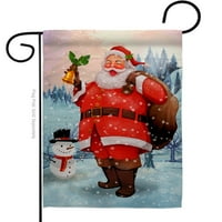 Коледа Радостен Дядо Коледа Градина Флаг Зима Х18. Двустранен Декоративен Вертикален Знамена Къща Декорация Малък Банер Двор Подарък