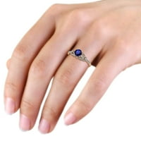 Син сапфир и диамантен годежен пръстен 1. CT TW в 14K розово злато.size 9