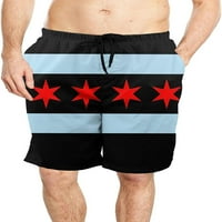 Чикагски флаг бързосъхнещ Бански Бански плажни шорти панталон с джобове спортни шорти с-3ХЛ