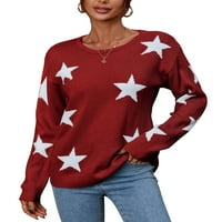 Пуловери от екипаж за жени модерни звездни пуловер Небрежни пуловери за пуловери падат леки момичета пуловери Шерми