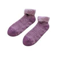 Дамски Зимни Удебелени Плюшени Чорапи Без Под Къси Чорапи