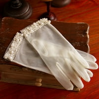 Чифт елегантни Булки ръкавици прозрачни марля ръкавици за ръце перли дантела ръкавици за сватба вечер парти булка банкет Танци Опера