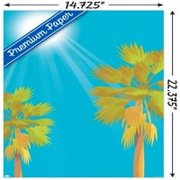 Палци на палми срещу плакат за синьо небе, 14.725 22.375