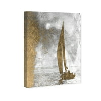 Винууд студио Морски и крайбрежни картини платна от злато лукс морски плавателни съдове-злато, сиво