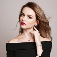 Mishuowoti Fashion Sliver Сърдечно колие обеци пръстен гривна четири комплекта