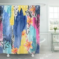 Цветни абстрактни акварелни и мастилни форми на Doodle Грубо оцветяване, напълнено с воден цвят модерен ръчен душ завеса за баня завеса за баня