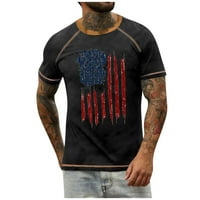 Мъжки тениска Raglan винтидж къс ръкав кръг за независимост на вратата отпечатан топ черно xxxll