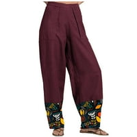 Дамски потници с висока талия широк крак панталони модерен цветен блок торбести панталони Капри йога с джобове