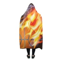 Баскетбол на огън с качулка мода Pilling Polar Fleece Носимо одеяло за хвърляне на одеяло