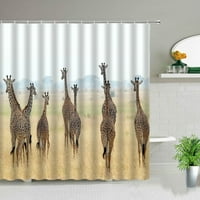 Африка Животни цветни жираф душ завеси водоустойчиви плат декор за баня плат плат Комплект естествен пейзаж с куки