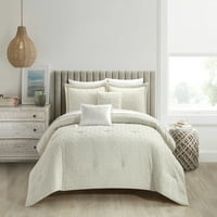 Chic Home Riayn 9-Piece Jacquard Geometric Comforter Set, King, Beige