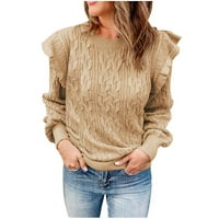 Anuirheih Turtleneck плетен пуловер за пуловер за жени с дълъг ръкав твърд цвят свободен долен дън