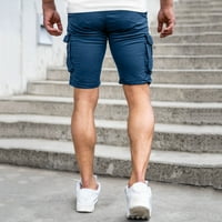 Wendunide Cargo Shorts за мъже Мъжки небрежни къси панталони пролетни джобни спортове Лятна бодибилдинг Кратки панталони Сини s