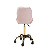 Бакстън студио Савара съвременен глем и лукс Руж розово кадифе плат и злато метал въртящ се Офис стол