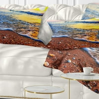 Дизайнарт Залез отразяващ в сини вълни - възглавница за хвърляне на морския бряг-12х20