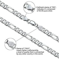Савлано сребърно италианско твърдо Фигаро верижно колие с подарък Бо за мъже и жени-Произведено в Италия