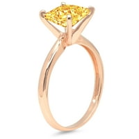 1. КТ брилянтен принцеса нарязани ясно симулирани диамант 18К розово злато пасианс пръстен СЗ 9.25