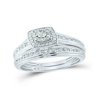 Твърд 14к Бяло Злато Неговият и нейният кръг диамант пасианс съвпадение двойка три пръстена Булчински годежен пръстен сватбени халки комплект КТ. -