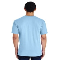 JustBlanks Мъжки тениска с къс ръкав за задействане на врата и рамене тениска петна памучна тениска екипаж на екипаж за мъже-Chambray-xx-голям