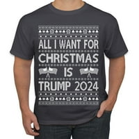 Див Боби, всичко, което искам за Коледа е Тръмп избори грозен коледен пуловер Мъже графичен чай, дървени въглища, х-голям
