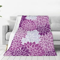 Винтидж лилаво одеяло за шаблон за цветя, супер меко антилигиращо одеяла на фланела, 60 x50