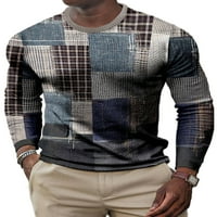 Мъжки основни тениски Небрежни празнични тениска Геометрична печат Модна работа Пуловер Топс Стил E 2XL