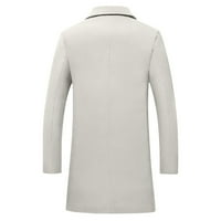 Tking Fashion Men's Fashion Fall and Winter Solid Color Tops Slim Type Jacket Belt Fashion голям размер Вятър - бял 4XL