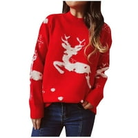 Tarmeek Ugly коледен пуловер за жени мека вълна грозен пуловер Коледа, коледно дърво елени с дълъг ръкав кръгла врата плетен пуловер пуловер жени Xmas дрехи