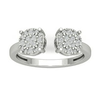 Арая Стерлинг сребърен клъстер диамантен пръстен, размер 9.5
