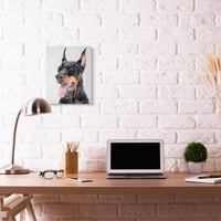Ступел индустрии Сладък доберман куче домашен любимец животно акварел живопис платно стена изкуство от Джордж Дяченко