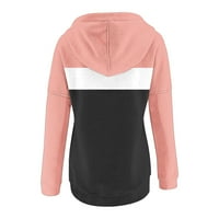 Augper Fall Clearance Женски моден цветен блок отпечатан джоб блуза с дълъг ръкав ежедневни върхове пуловерна качулка качулки