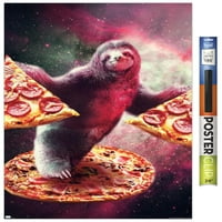 Джеймс Букър - Забавен космически ленив с плакат за стена за пица, 22.375 34